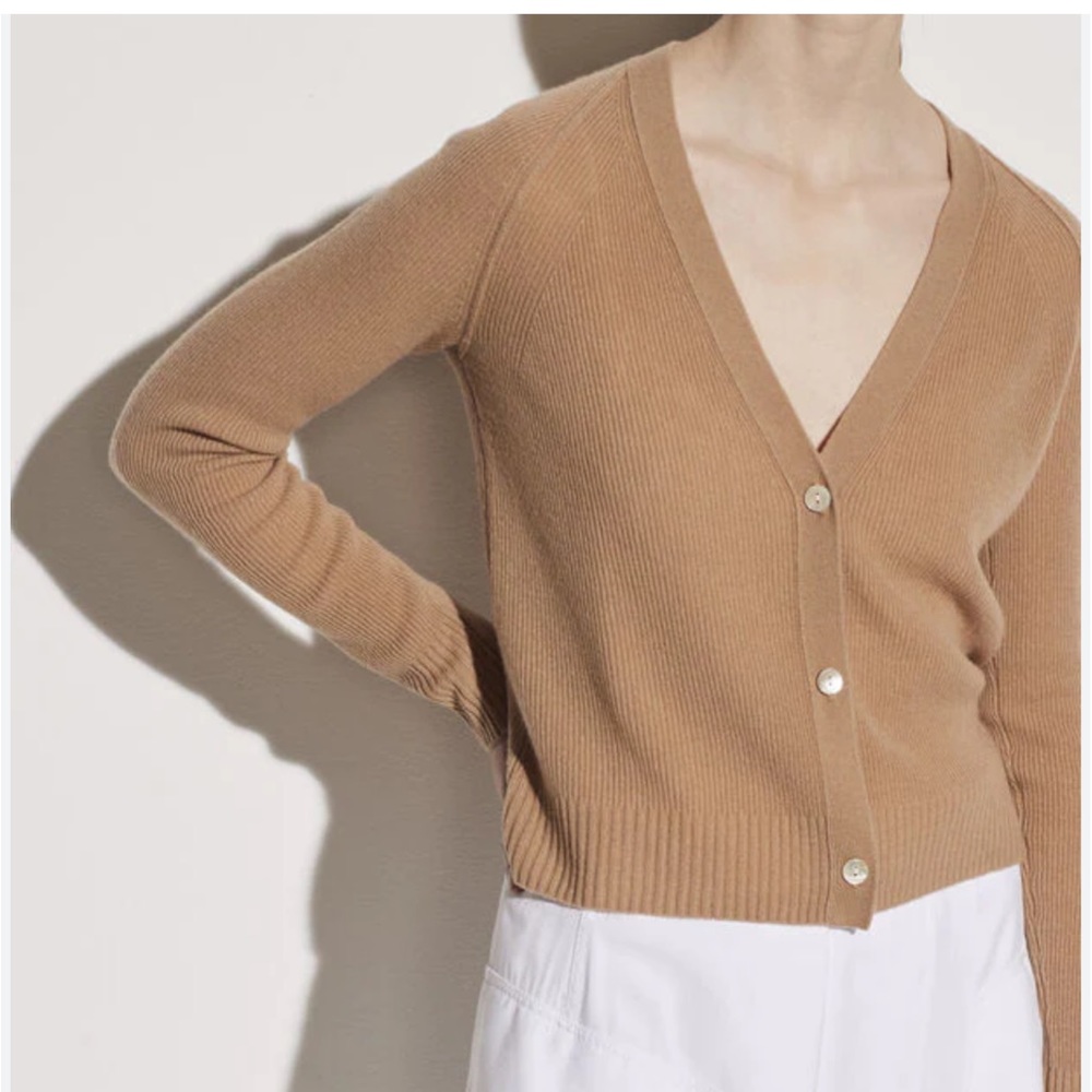 Vince Ribbed Raglan Cardigan - Light Dune